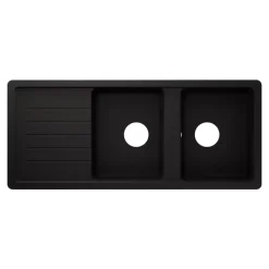 Evier à encastrer en composite quartz 2 bacs et égouttoir L. 116 x l. 50 x H. 28,2 cm GoodHome Alland