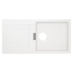 Evier à encastrer en composite quartz blanc 1 bac et égouttoir l. 50 x H. 30,4 x P. 19,7 cm GoodHome Torla