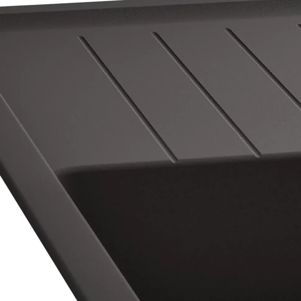 Evier à encastrer en composite quartz noir 1 bac et égouttoir L. 86 x l. 50 x H. 28,2 cm GoodHome Alland