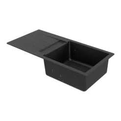 Evier à encastrer en composite quartz noir 1 bac et égouttoir l. 50 x H. 30,4 x P. 19,7 cm GoodHome Torla
