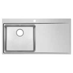 Evier à encastrer en inox 1 bac et égouttoir l. 52 x L.100 x P. 21 cm GoodHome Varenna