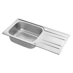 Evier à encastrer en inox microstructuré 1 bac et égouttoir l. 50 x H. 21 x P. 100 cm GoodHome Lucerne