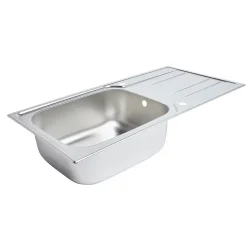 Evier à encastrer en inox microstructuré 1 bac et égouttoir l. 50 x H. 21 x P. 100 cm GoodHome Lucerne