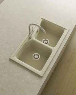 Evier à encastrer POALGI - City 332 - Granit - Beige Pumice - 86 cm - 2 bacs