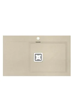 Evier à encastrer POALGI, KOBUS 813, Granit, Gris Ash, 86 cm, 1 bac 1 égouttoir droite