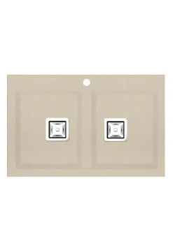 Evier à encastrer POALGI, KOBUS 816, Granit, Beige Pumice, 80 cm, 2 bacs