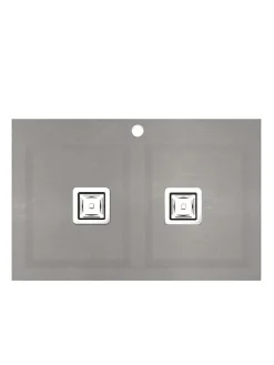 Evier à encastrer POALGI, KOBUS 816, Granit, Gris Ash, 80 cm, 2 bacs