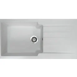 Evier 1 grande cuve 1 égouttoir en résine blanc Essebagno Sierra