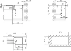 Evier 1 grande cuve 1 égouttoir en résine blanc Essebagno Sierra