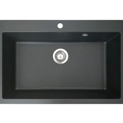 Evier 1 grande cuve seule 76x50 en résine noir Essebagno Sierra