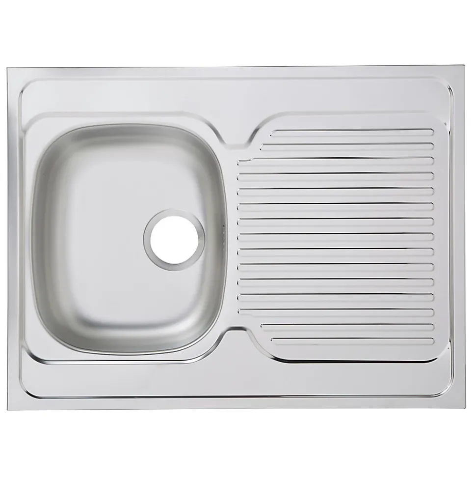 Evier à poser en acier 1 bac et égouttoir l. 60 x L.80 x P. 16 cm Mayr