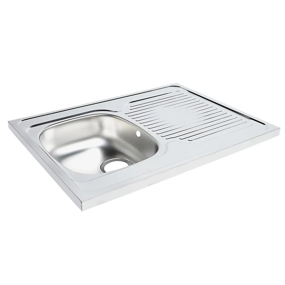 Evier à poser en acier 1 bac et égouttoir l. 60 x L.80 x P. 16 cm Mayr