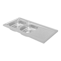 Evier à poser en acier 2 bacs et égouttoir l. 60 x L.120 x P. 16 cm Mayr