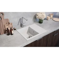 Evier - Résine SMC - Blanc uni - A encastrer - STRADOUR - Cube 1C XS - 62 x 50 cm