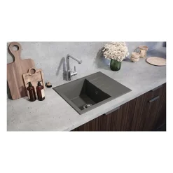 Evier - Résine SMC - Gris béton - A encastrer - STRADOUR - Cube 1C XS - 62 x 50 cm