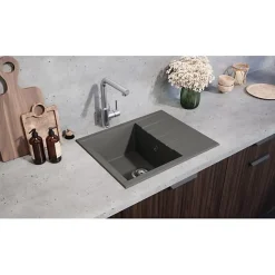 Evier - Résine SMC - Gris béton - A encastrer - STRADOUR - Cube 1C XS - 62 x 50 cm
