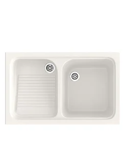 Evier Bac à laver pour buanderie à encastrer Poalgi Cuarzo Blanc - 2 bacs