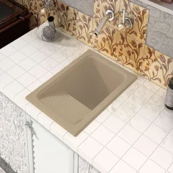 Evier Bac à laver pour buanderie à encastrer Poalgi Silex Albero - 1 bac + égouttoir