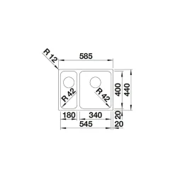 Evier Blanco Solis 340/180-U Inox InFino - Inox Brossé