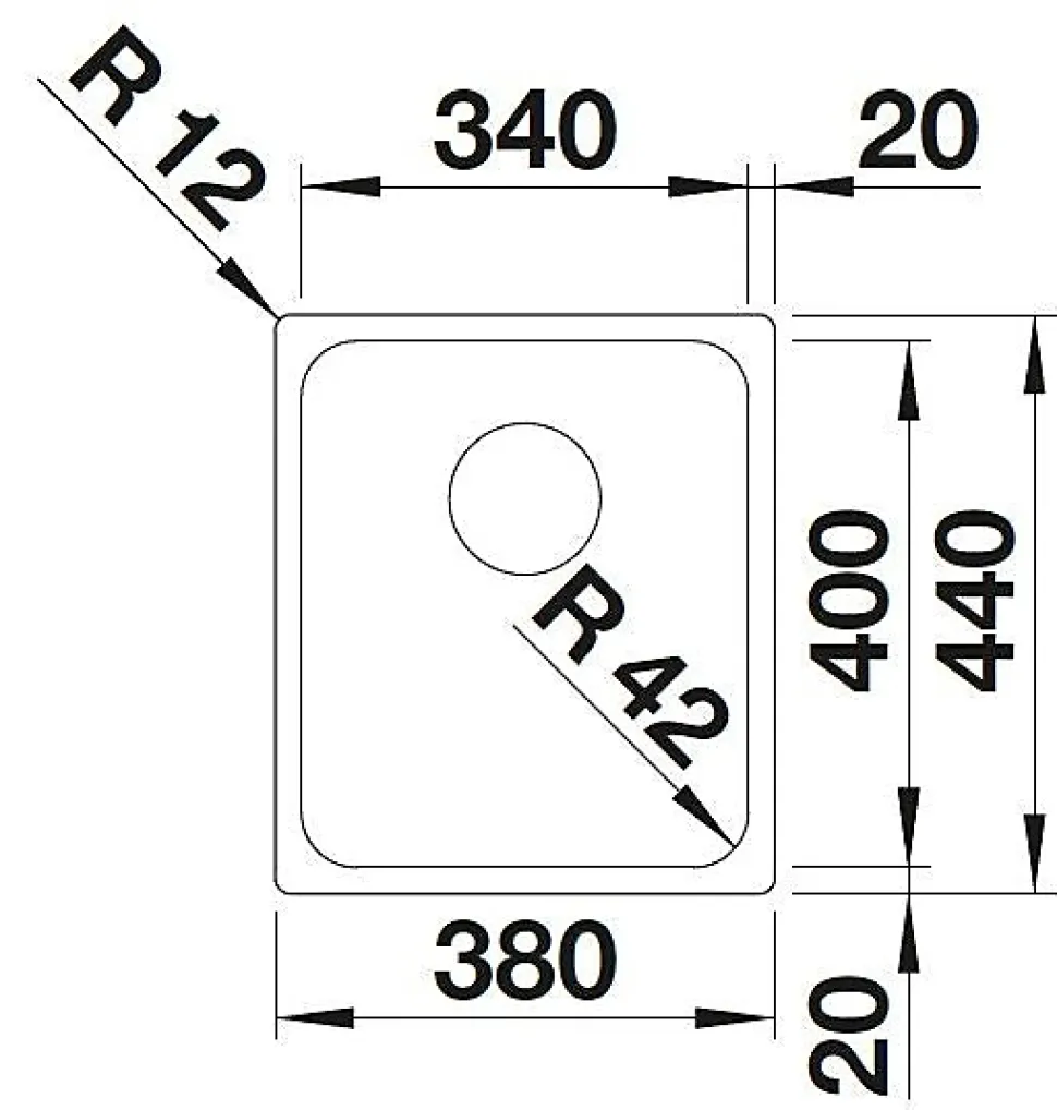 Evier Blanco Solis 340-U Inox InFino - Inox Brossé