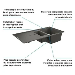 Evier composite - avec egouttoir - GROHE - K400