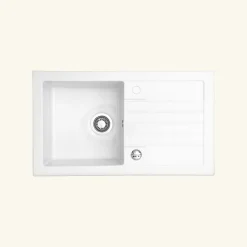 Evier céramique blanc CELESTIN 1 bac 1 égouttoir