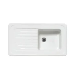 Evier céramique blanc Ewi IRÈNE 1 bac 1 égouttoir