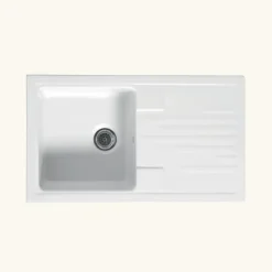 Evier céramique blanc Ewi AGLAE 1 bac 1 égouttoir