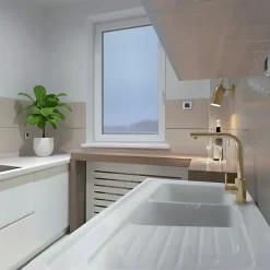 Evier céramique blanc Ewi IRÈNE à poser 2 bacs 1 égouttoir