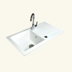 Evier céramique blanc GASPARD 1 bac 1 égouttoir