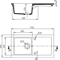 Evier céramique blanc GASPARD 1 bac 1 égouttoir