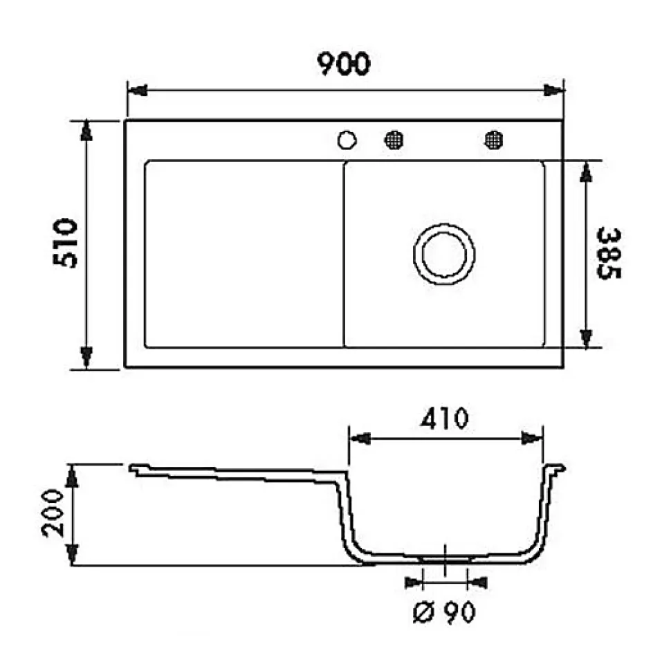 Evier céramique blanc mat Systemceram CLEYA 1 grand bac - égouttoir droite
