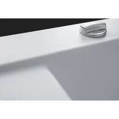 Evier céramique blanc mat Systemceram CLEYA 1 grand bac 2 égouttoirs