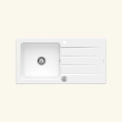 Evier céramique blanc Villeroy & Boch ARCHITECTURA 1 grand bac 1 égouttoir