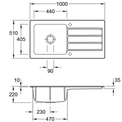 Evier céramique blanc Villeroy & Boch ARCHITECTURA 1 grand bac 1 égouttoir