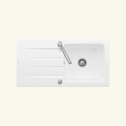 Evier céramique blanc Villeroy & Boch ARCHITECTURA 1 grand bac 1 égouttoir