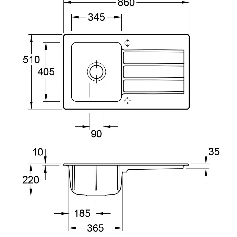Evier céramique blanc Villeroy & Boch ARCHITECTURA 1 bac 1 égouttoir