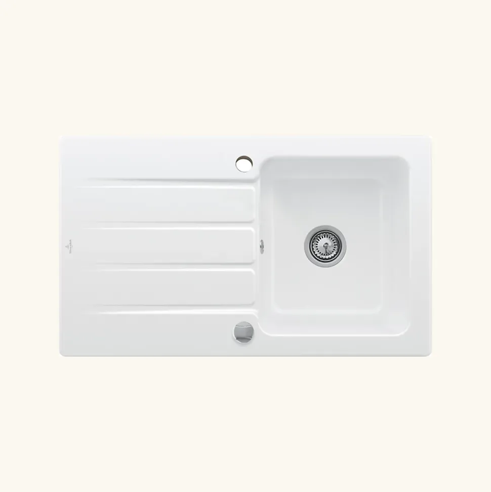 Evier céramique blanc Villeroy & Boch ARCHITECTURA 1 bac 1 égouttoir