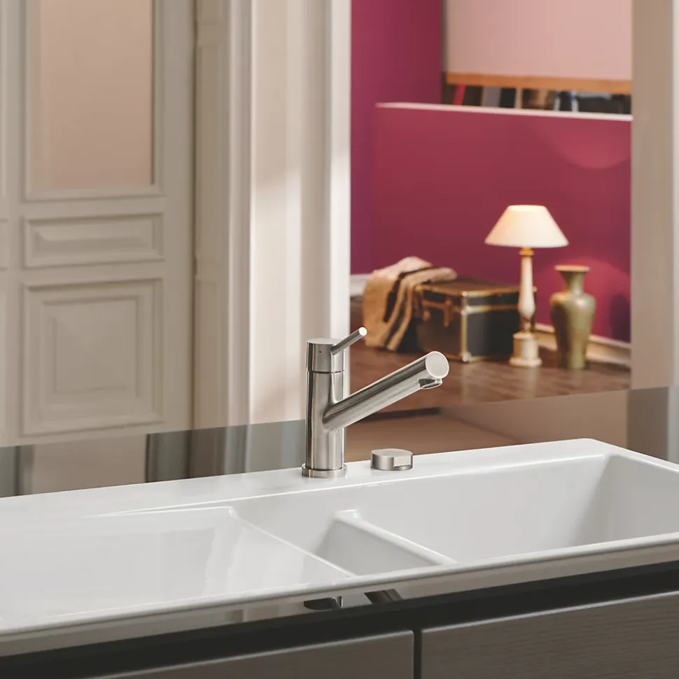 Evier céramique blanc Villeroy & Boch SUBWAY PURE 1 bac et demi - égouttoir gauche