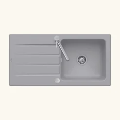 Evier céramique gris fossil Villeroy & Boch ARCHITECTURA 1 grand bac 1 égouttoir