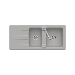 Evier céramique gris fossil Villeroy & Boch ARCHITECTURA 2 bacs 1 égouttoir