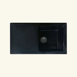 Evier céramique noir mat Ewi VICTOIRE 1 bac 1 égouttoir