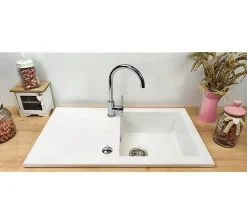 Evier Céramique Soft Blanc + Egouttoir Sarreguemines