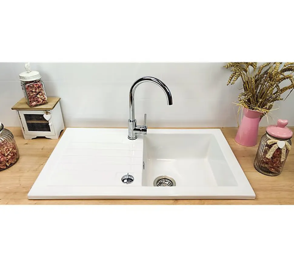 Evier Céramique Soft Blanc + Egouttoir Sarreguemines