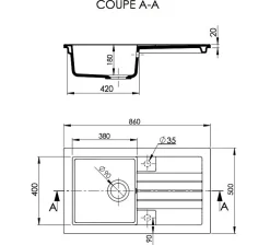 Evier Céramique Soft Blanc + Egouttoir Sarreguemines