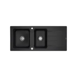 Evier céramique Villeroy & Boch ARCHITECTURA noir mat 2 bacs 1 égouttoir