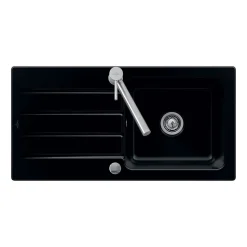 Evier céramique Villeroy & Boch ARCHITECTURA noir mat 1 grand bac 1 égouttoir