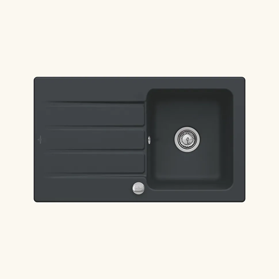 Evier céramique Villeroy & Boch ARCHITECTURA noir mat 1 bac 1 égouttoir