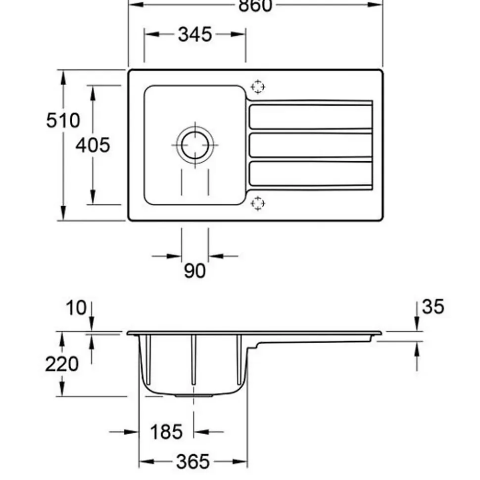 Evier céramique Villeroy & Boch ARCHITECTURA noir mat 1 bac 1 égouttoir
