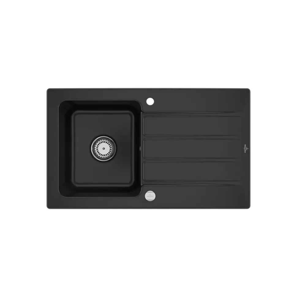 Evier céramique Villeroy & Boch ARCHITECTURA noir mat 1 bac 1 égouttoir